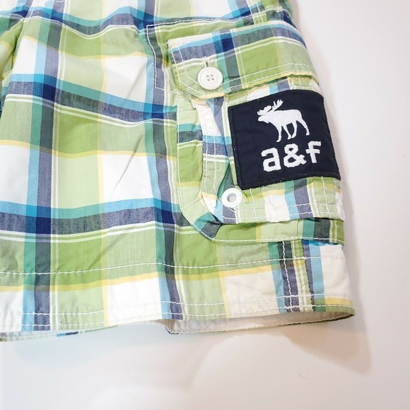 Abercrombie Fitch 28in Mens Small Plaid Board Shorts Swim Trunks Cargo Beachwear - Picture 4 of 12